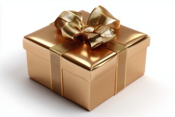 Glimmering Gold Gift Box with Shiny Ribbon for Festive Occasions