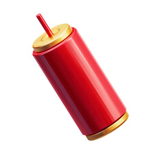 New Year red firecrackers 3D illustration on a transparent background 