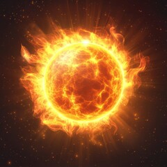Fiery celestial body emits waves of heat, energy, and light to space.
