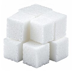 Nine white sugar cubes arranged in a 3x3 grid, isolated on white background