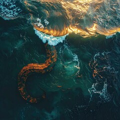 Oceanic surge, golden serpent