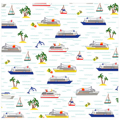 summer boat ship fish all over all over pattern print