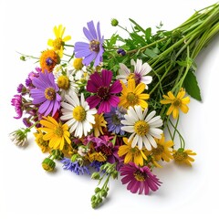 Vibrant bouquet of wildflowers in various colors