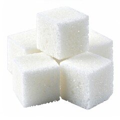 Close-up of several white sugar cubes stacked