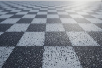 Detailed Close-up of Wet Checkerboard Pattern on a Ground Surface