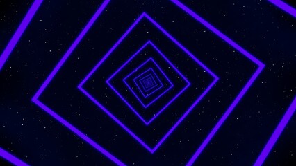 A mesmerizing tunnel of concentric purple squares against a starry night sky