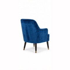 Elevate your space with a stunning blue velvet accent chair set against a clean white background