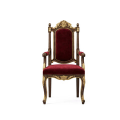 Opulent throne chairs with red velvet upholstery and golden details perfect for luxury interior design projects