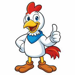 Obraz premium Happy Cartoon Chicken Mascot Giving Thumbs Up