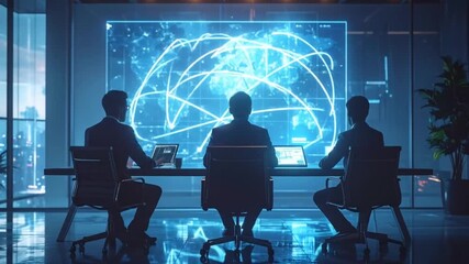 Business Team Analyzing Global Data on Screen - Powered by Adobe