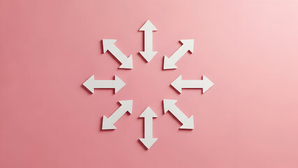 Multiple white arrows on pink background