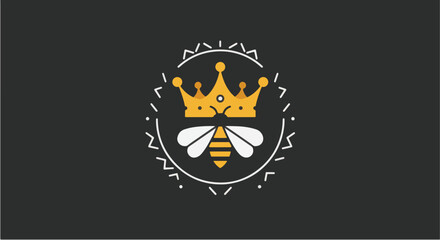 Royal Bee Crown Logo Design Illustrating Elegance and Authority. © Ridwan