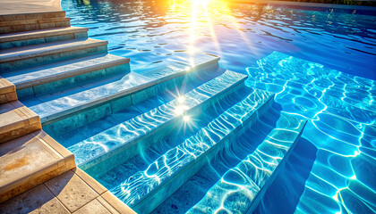 Beachfront paradise luxurious pool ocean views and sunny deck chairs concept luxury oceanfront retreat infinity pool private cabanas sunset views
12