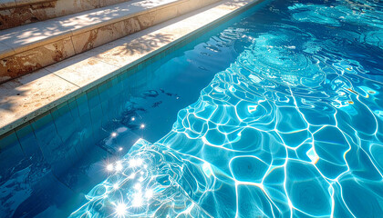 Beachfront paradise luxurious pool ocean views and sunny deck chairs concept luxury oceanfront retreat infinity pool private cabanas sunset views
10