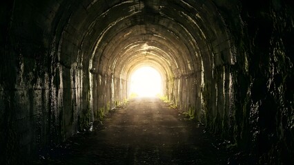 Obraz premium Dark Tunnel with Light at End.