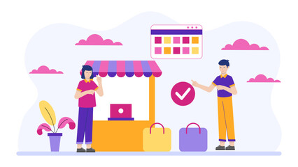 Small Business Owner Planning Community Outreach Program. Flat Vector Business Illustration