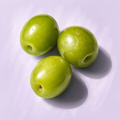 Obraz premium a minimalist arrangement of three green grapes forming a triangle