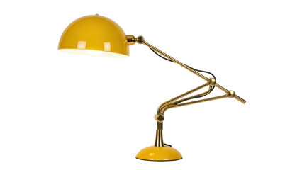 Yellow adjustable desk lamp PNG isolated on transparent background, modern lighting fixture for home office and study room decor