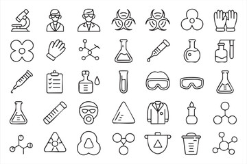 Science and Medical Lab Icons for Education and Analysis Concepts