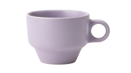 Lilac ceramic coffee cup isolated PNG, elegant pastel colored mug for hot drinks on transparent background, kitchenware