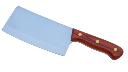 Butcher knife isolated PNG on transparent background, cleaver with wooden handle for meat cutting and food preparation