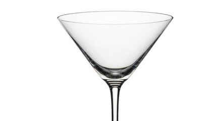 Elegant martini glass isolated PNG on transparent background, classic barware for cocktails and sophisticated drinks presentation