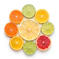 Obraz premium a photorealistic flat lay of perfectly sliced citrus