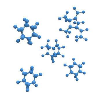 Various molecular structures isolated on transparent background