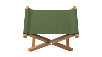 Olive green canvas footstool isolated PNG on transparent background, folding stool for camping and outdoor furniture