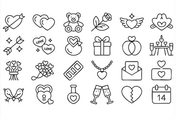 Romantic Heart Icons for Wedding Invitations and Anniversary Cards