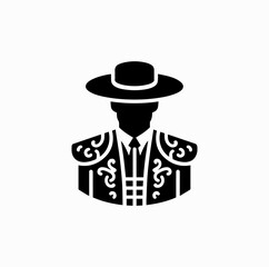 Spanish Matador Costume Silhouette Icon &ndash; Traditional Culture Vector
