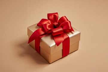 Obraz premium Premium Golden Present Box for Christmas and Special Occasions