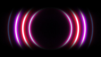 Radar signal concept. Abstract glowing purple neon circle radio waves signal. Wireless communication background. Searching process in futuristic interface