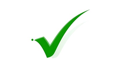 Green Checkmark Symbol on White Background.