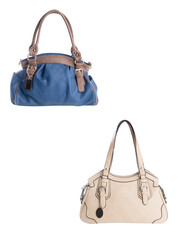 A small handbag with a textured front flap, a short shoulder strap, and a butterfly-shaped metal detail on the front.	
