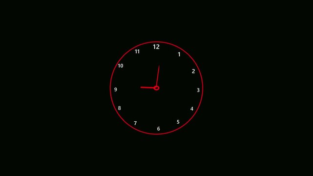Clock linear icon animation. Clock linear icon, black and white, suitable for time management apps, websites, and print materials needing a simple clock symbol.