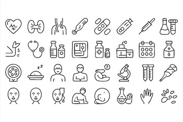 Healthcare Line Icons for Hospital Dashboards and Patient Systems