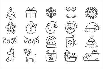 Winter Holiday Icons for Greeting Cards and App UI