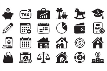 Finance and Investment Line Icons for Banking and Accounting UI
