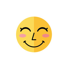 Fototapeta premium Smiling face with rosy cheeks and closed eyes