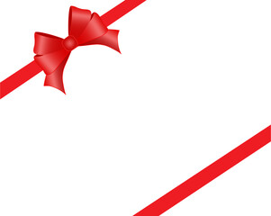 Red Bow Ribbon Isolated on White and  vector Transparent Background 