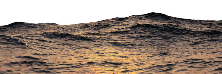 The sea reflects the sunlight at sunset with isolated on transparent background - PNG file, 3D rendering