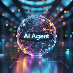 Glowing digital world map featuring a global business network with artificial intelligence technology