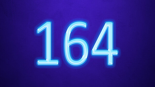 Glowing blue number design of 164 on blue background.