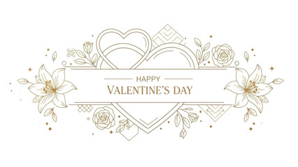 Elegant minimalistic valentine's day illustration with flowers and hearts
