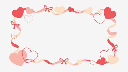 Decorative Valentine&rsquo;s Day Frame with Hearts and Ribbons for Love Messages