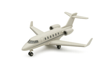 Fototapeta premium White small private jet model standing on transparent background