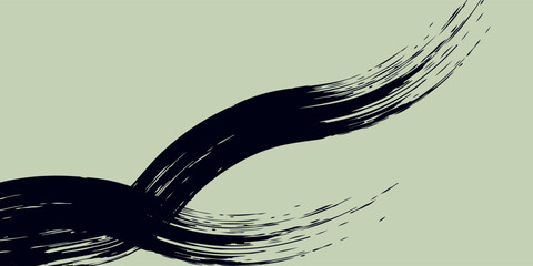 Hand drawn grainy green brush stroke with spray texture. Rough thick brush stroke texture. Grunge distress damaged old banner with zigzag bold line