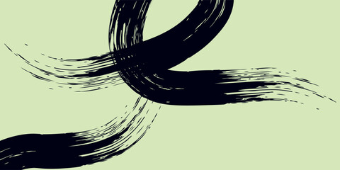 Hand drawn grainy green brush stroke with spray texture. Rough thick brush stroke texture. Grunge distress damaged old banner with zigzag bold line