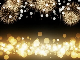 Golden fireworks explosion isolated on white background